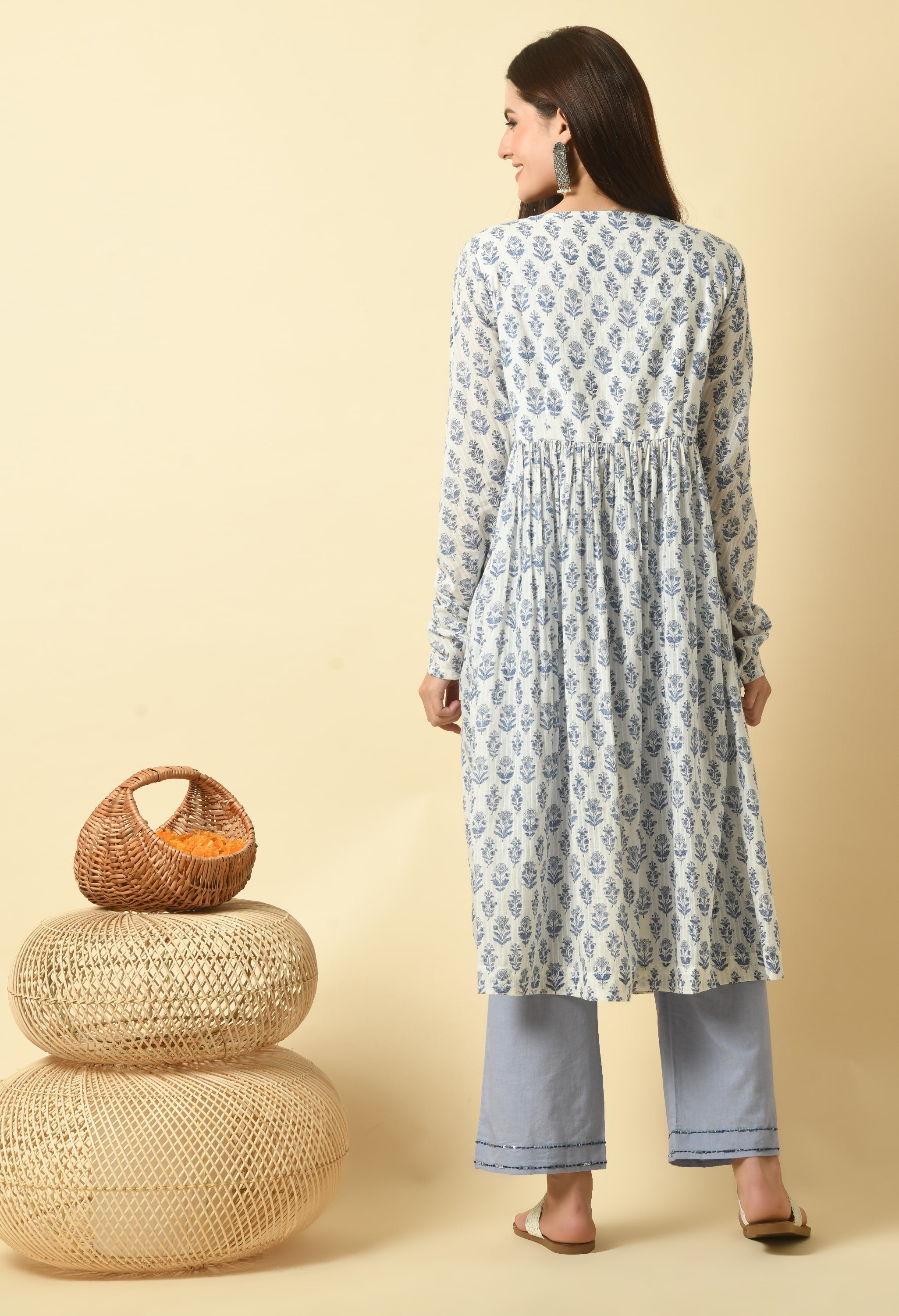 Tarang Handblock Cotton Anarkali Set | Block Print Anarkali Kurta Set For Women